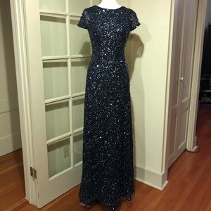 Adrianna Papell Sequin Gown Navy Sz 6
